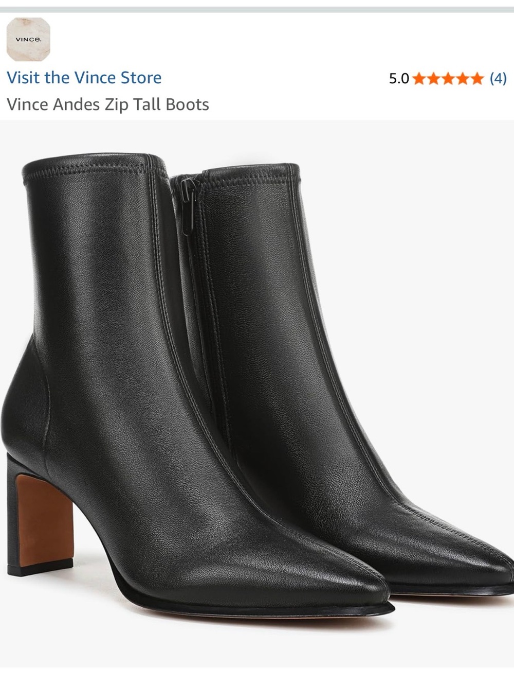 Vince Brock Black Pointed Toe Leather Ankle Boots - Picture 3 of 13